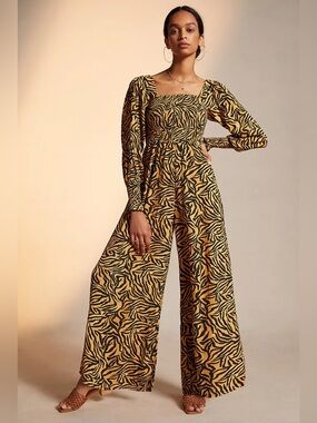 Kachel X Anthropologie Tiger-Striped Animal Print Jumpsuit Sz 12